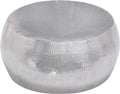Aluminum Drum Shaped Coffee Table with Hammered Design V14930