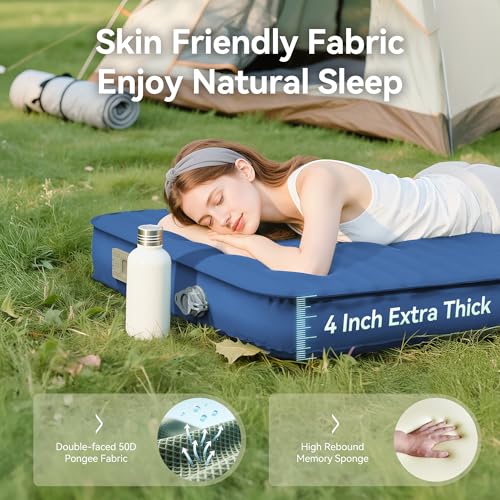 Self Inflating 4" Memory Foam Camping Pad with Built-in Electric Pump N4714