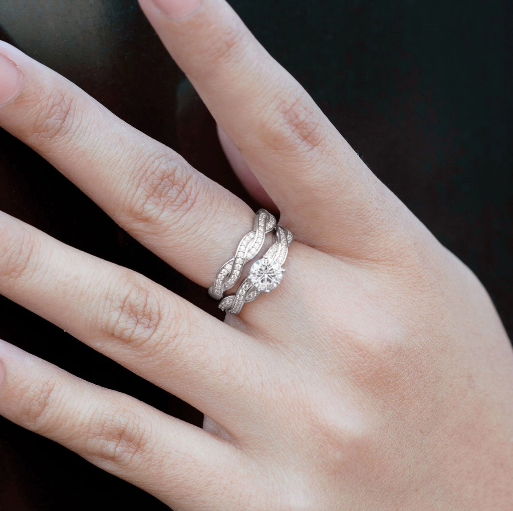 1.25 Carat Round Cut Moissanite Wedding Set B14746