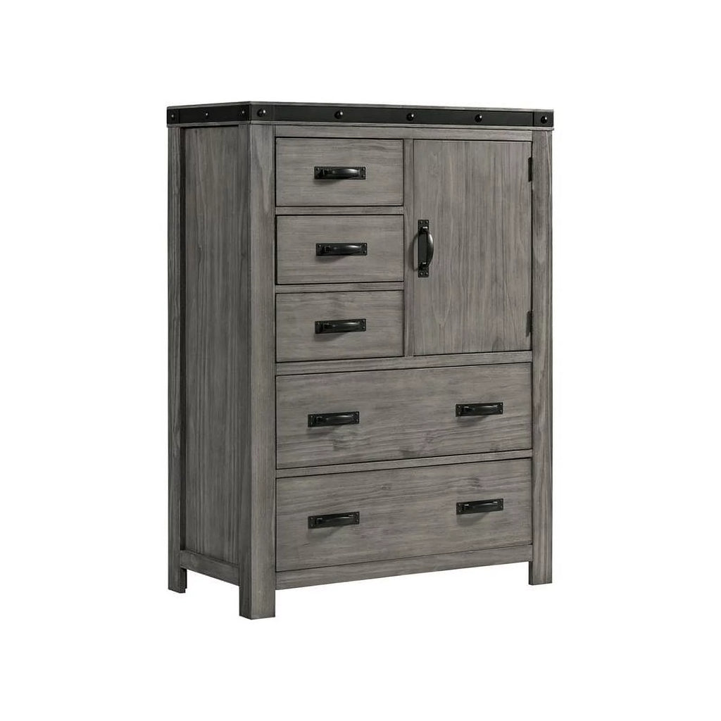 Gray Solid Wood 5-Drawer Chest P30269