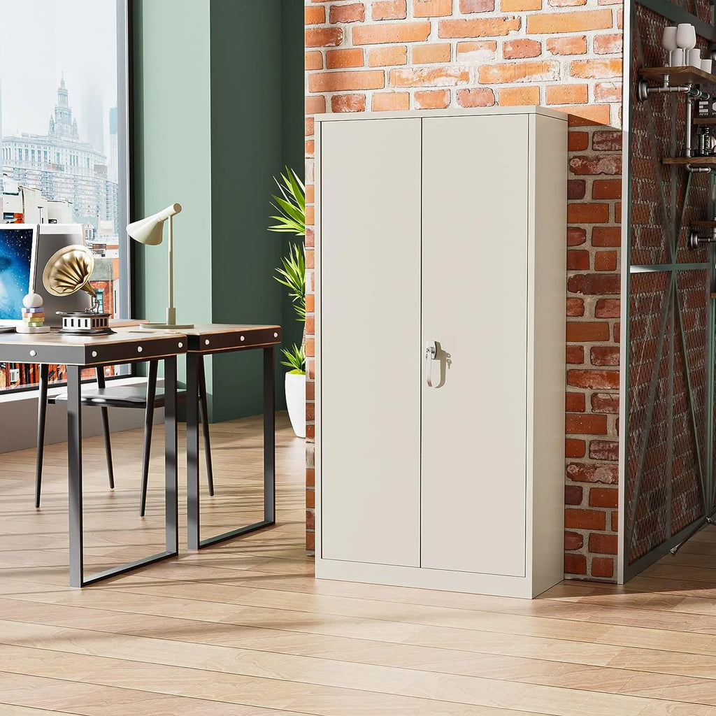 Black Metal Storage Garage Cabinet with Locking Doors and Adjustable Shelves L489962