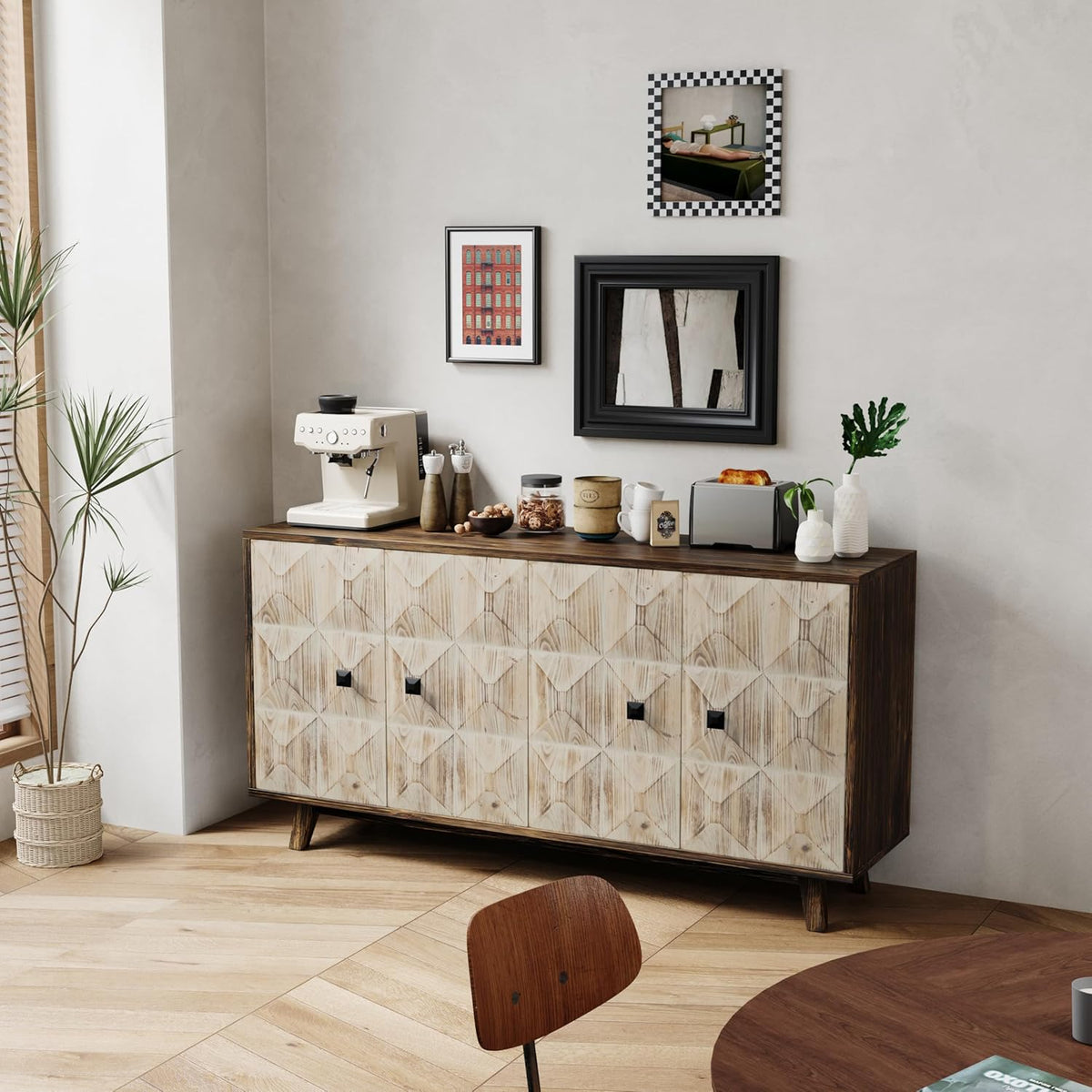 4-Door Wood Cabinet with Adjustable Shelves J74785