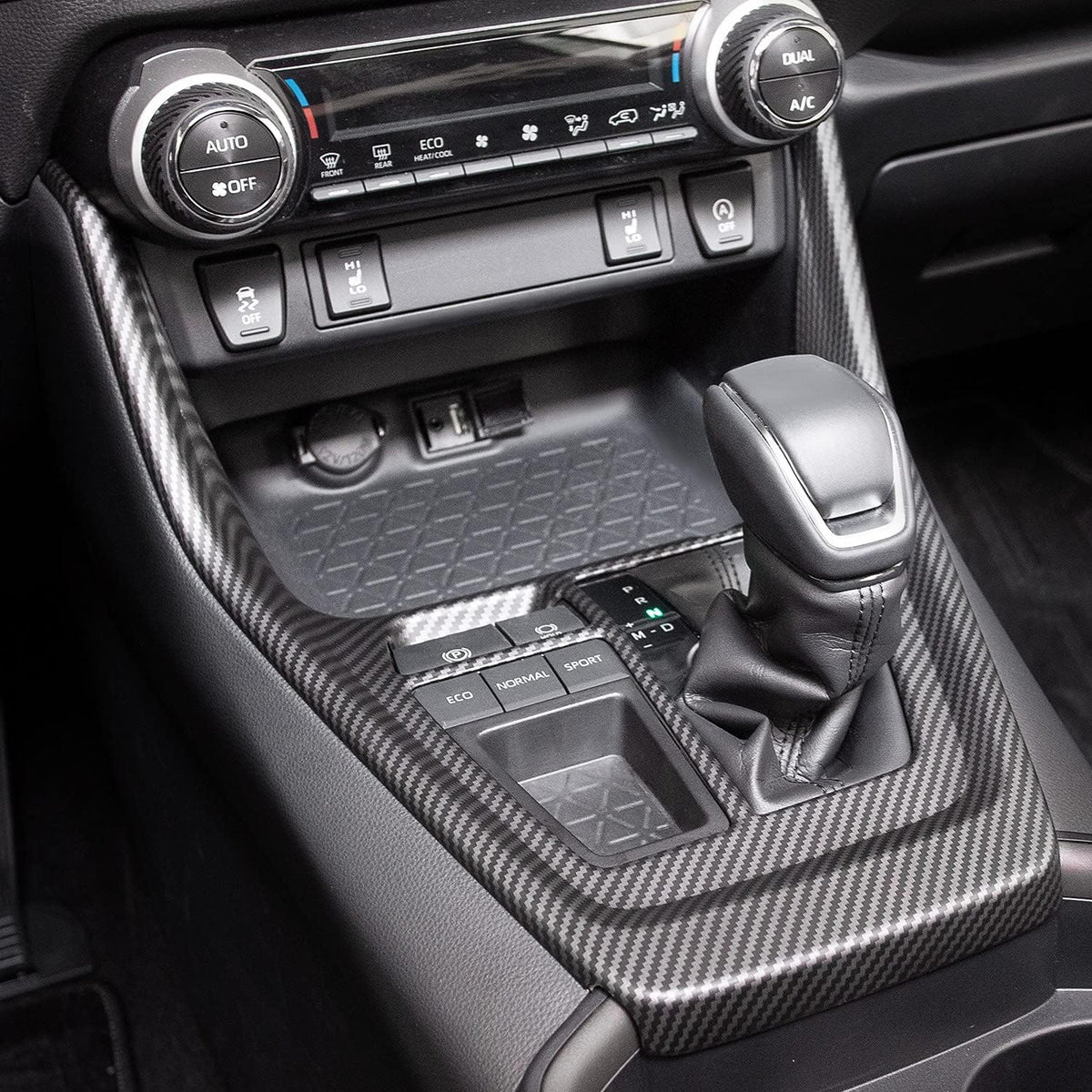 Carbon Fiber Gear Shift Box Panel Trim Cup Holder Cover O250368