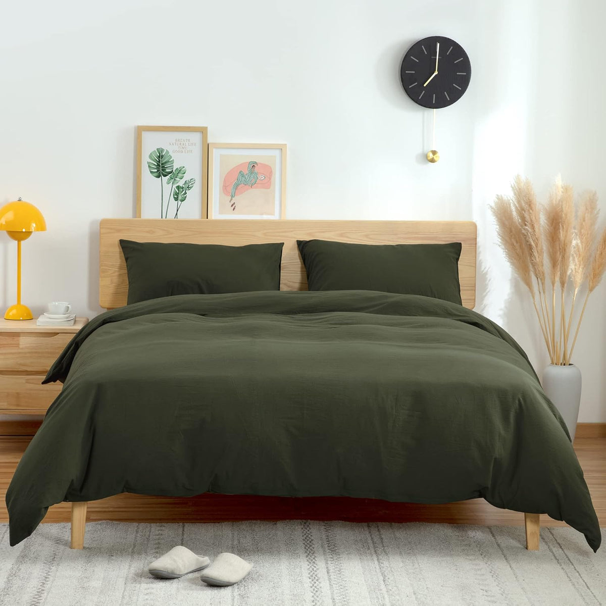 White Washed Cotton Queen Duvet Cover Set, 3-Piece L540575