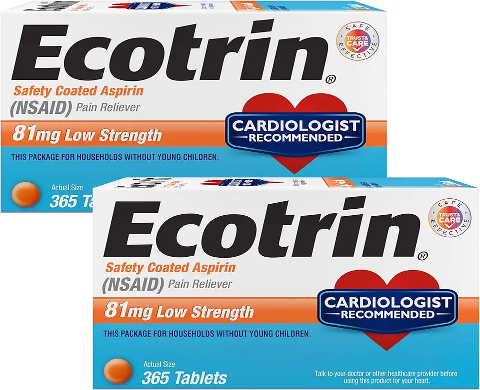 Safety Coated Aspirin Pain Reliever Tablets 81mg 365 ct Pack of 2 F98684