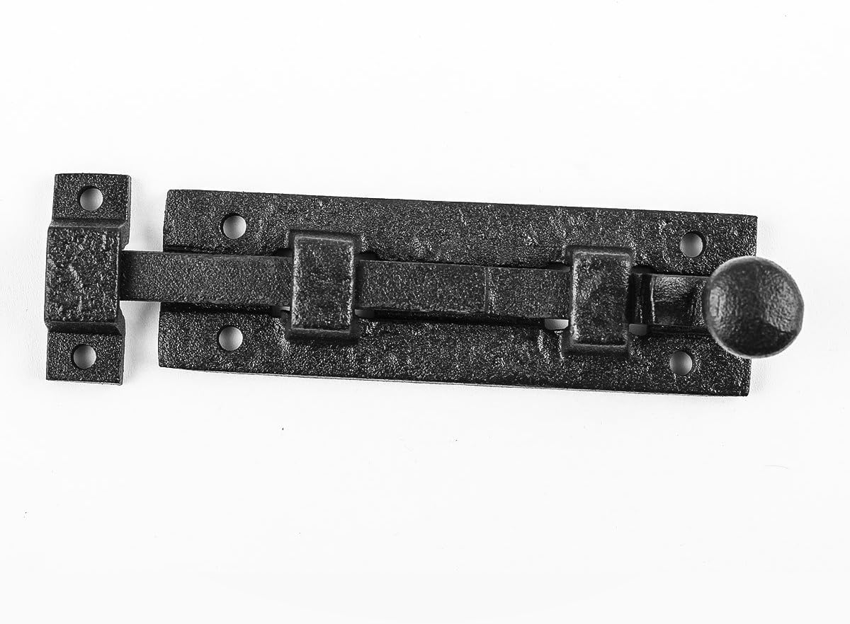 Black Wrought Iron Slide Bolt Door Latch 4 Pack I444730