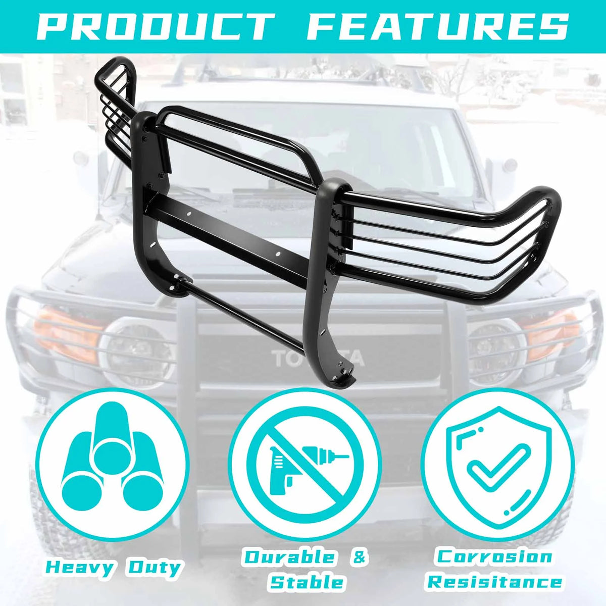 Black Steel Front Bumper Grille Guard for Toyota 4Runner R399