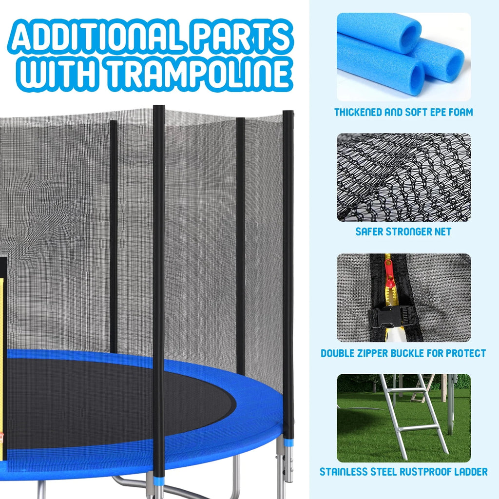 12FT Outdoor Trampoline with Enclosure Net D447