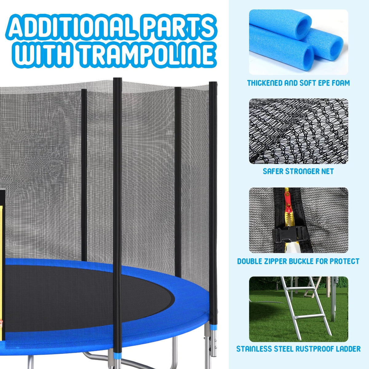 12FT Outdoor Trampoline with Enclosure Net D447