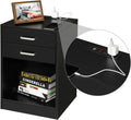 White Nightstand with USB Port and Sliding Drawer G266