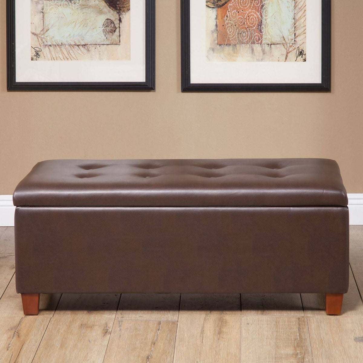 Faux Leather Tufted Storage Bench V320