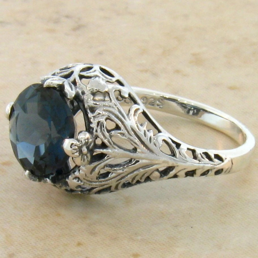 2 Carat Genuine London Blue Topaz 925 Sterling Filigree Ring G763