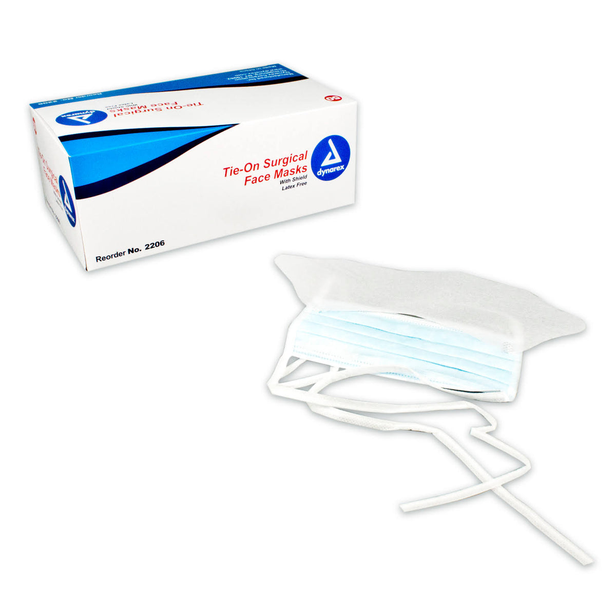 Blue Surgical Face Mask with Ties and Plastic Shield, Box of 50 N90610