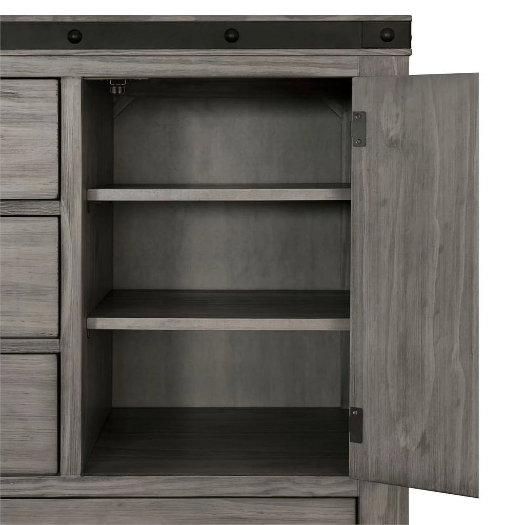 Gray Solid Wood 5-Drawer Chest P30269
