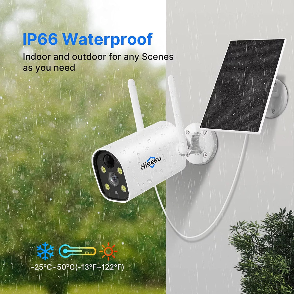 Solar Battery Powered Wireless Security Camera System 4-Cam 2K HD A533231