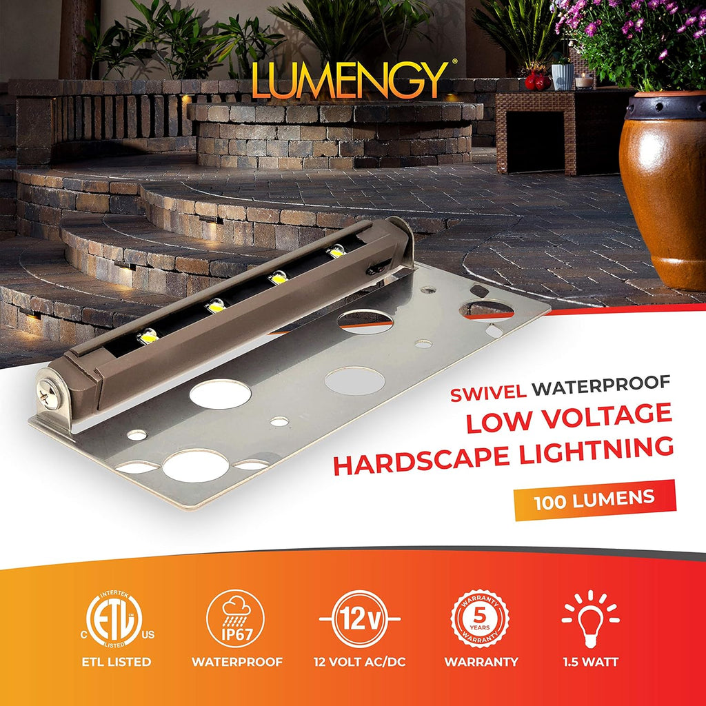 6-Pack 7 Inch 1.5W LED Hardscape Lights, IP-67 Waterproof, 12V, 2700K Y62477