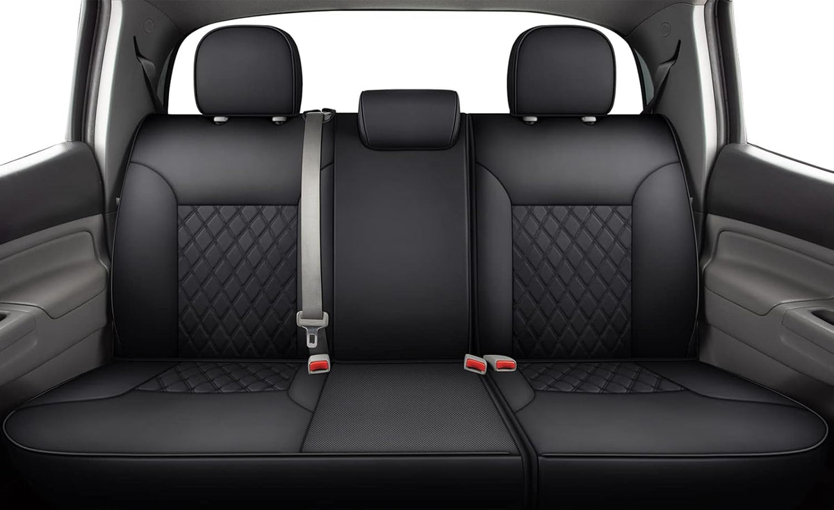 Black-Red Faux Leather Full-Set Seat Covers G5991