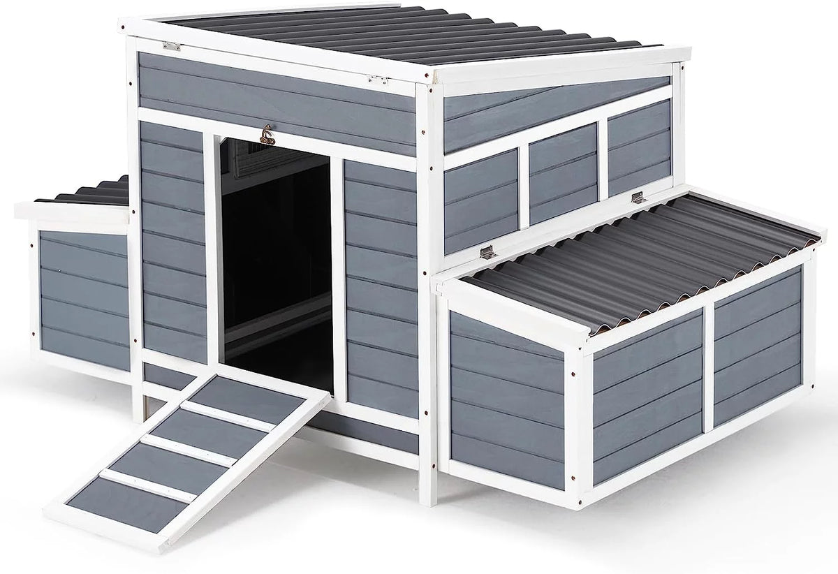 Gray Large Wooden Chicken Coop A1375