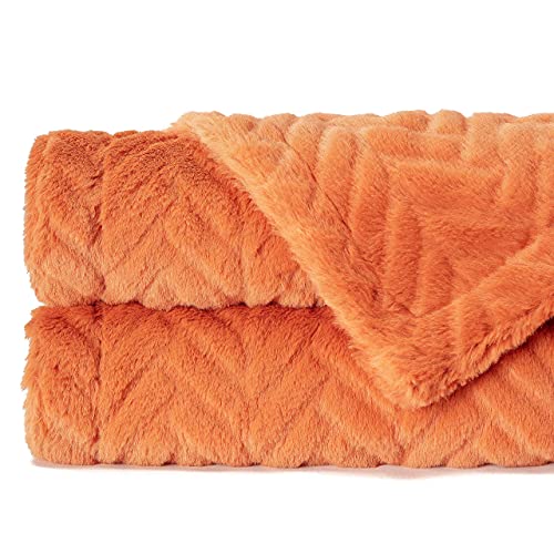 Off White Faux Fur Throw Blanket (50x65 Inches) W9764