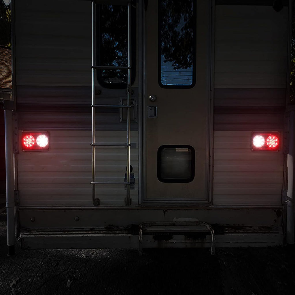 2Pcs Double Led Trailer Tail Lights with Stop Turn Tail Backup Reverse Lights M27926
