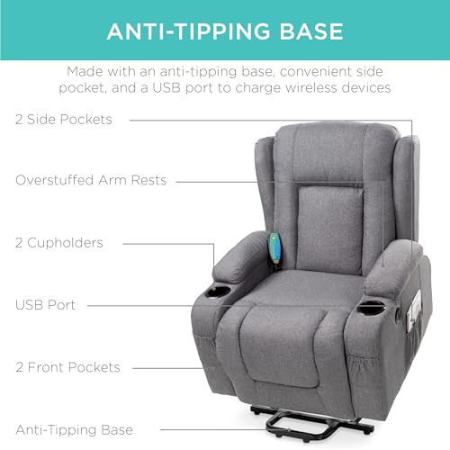 Black Linen Power Lift Recliner Chair H8133
