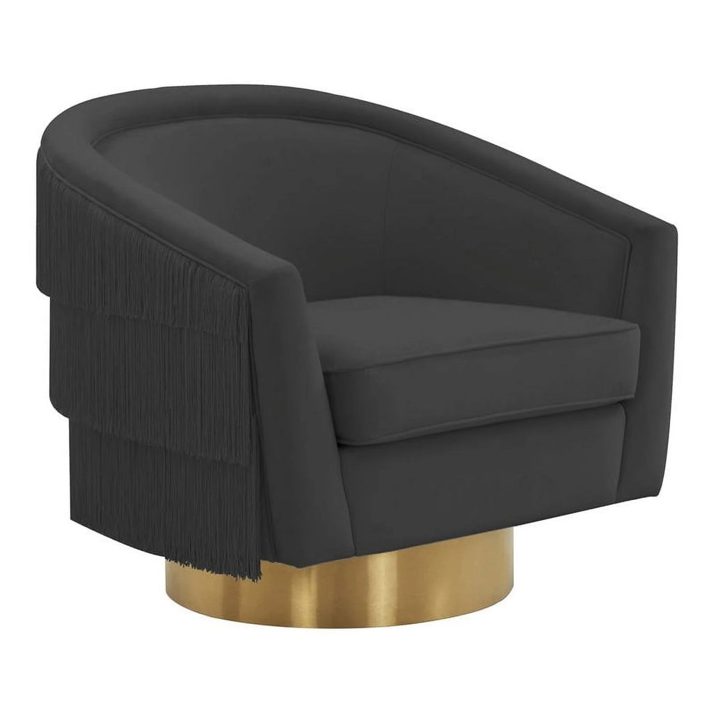 Black Velvet Swivel Accent Chair N806