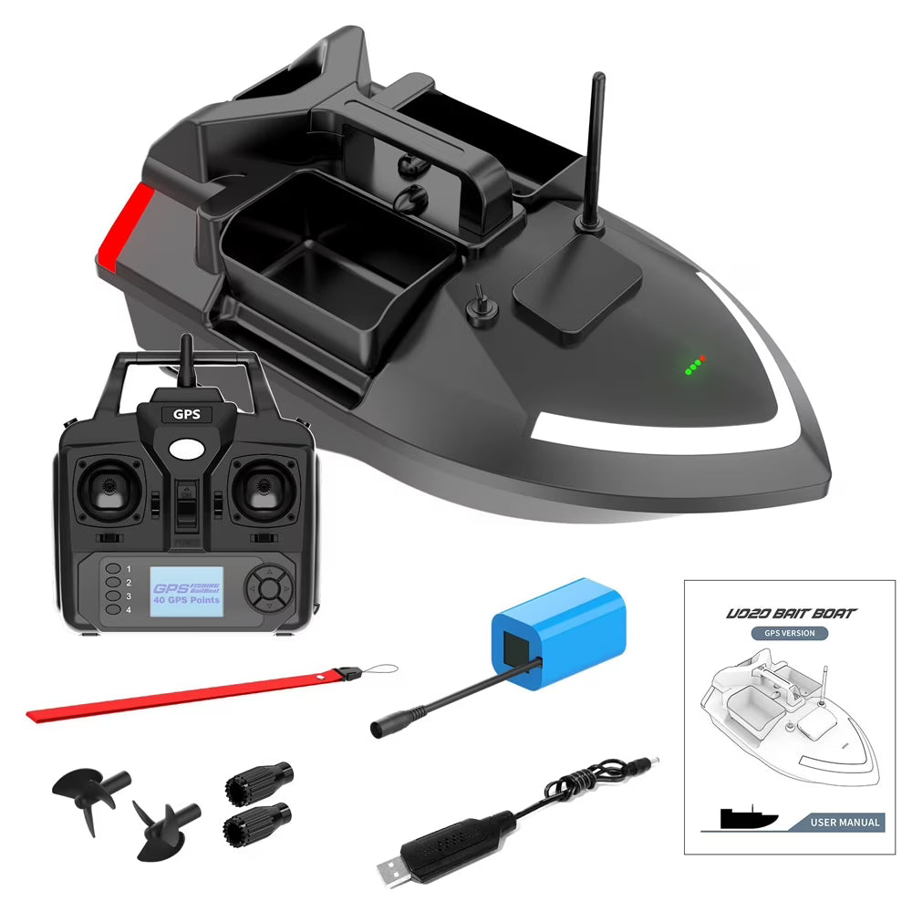 GPS Fishing Bait Boat 500m Remote Control Dual Motor Fish Finder 2KG Loading Support with Night Light C701231