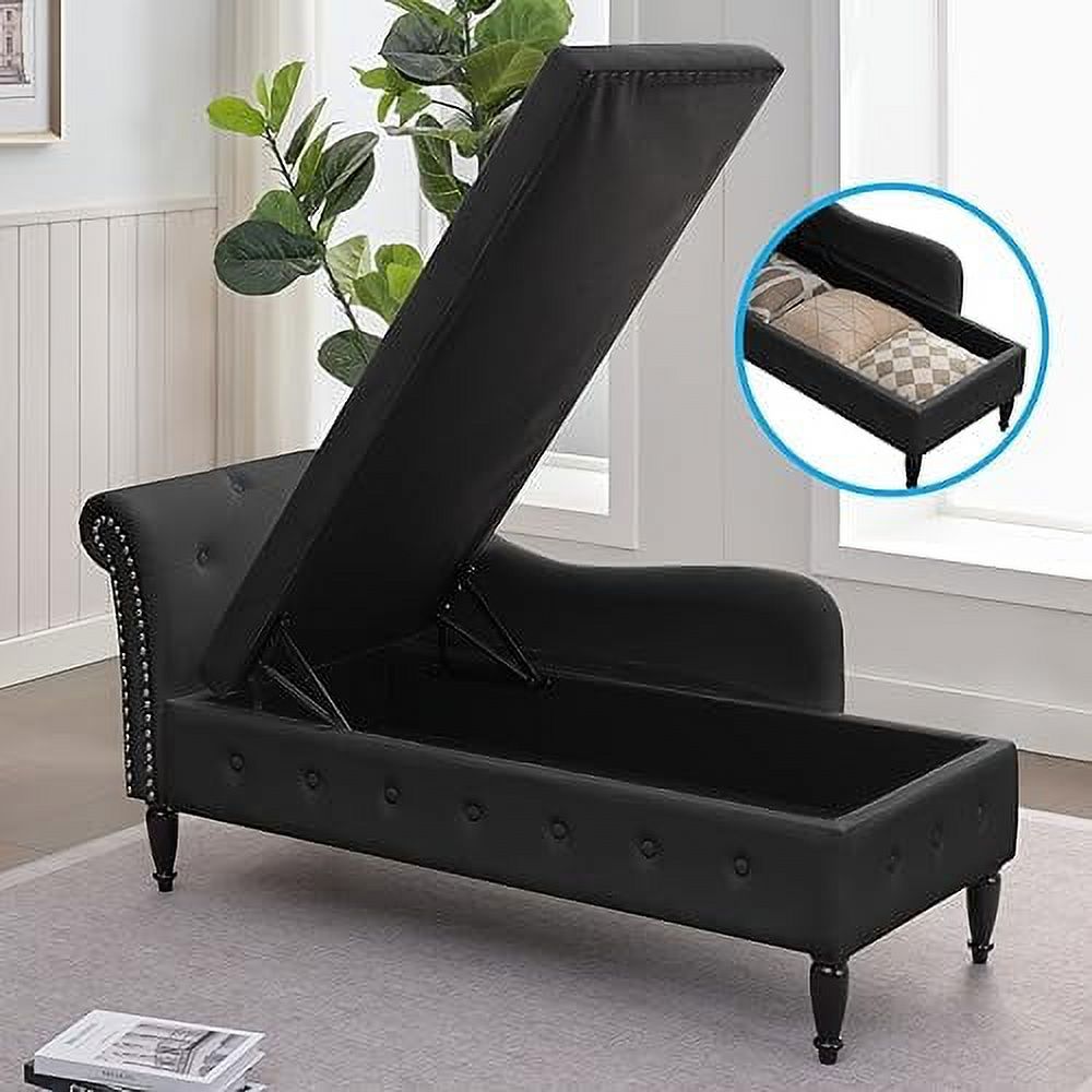 Velvet Chaise Lounge Chair with Cushion H7475