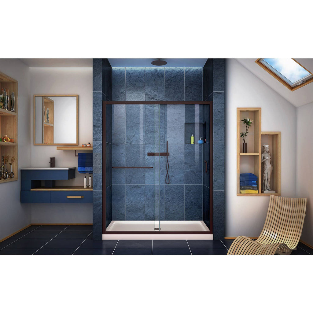 Clear Sliding Shower Door in Oil Rubbed Bronze Z883