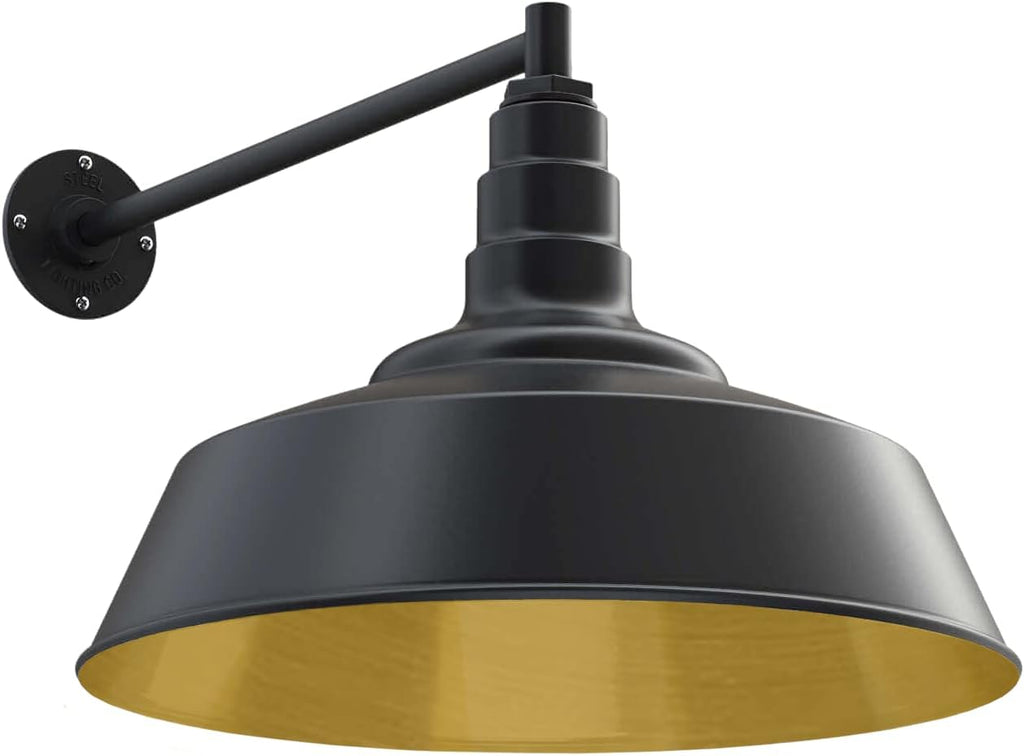 Gooseneck Barn Light Matte Black with Brass Interior X40825