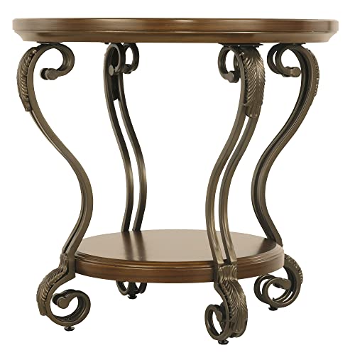 Dark Brown Oval Coffee Table with Glass Top and Shelf H26522