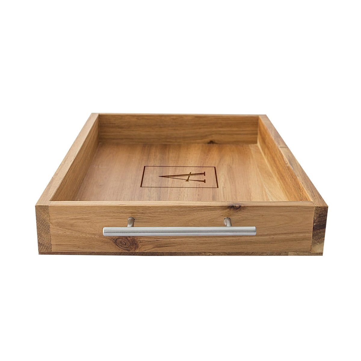 Acacia-wood Tray with Metal Handles Y4005