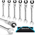 6-Piece Metric Ratcheting Wrench Set with Open Flex-head, 10-17mm, CR-V Steel, with Organizer Bag L5327