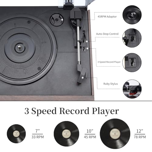9 in 1 Record Player with Bluetooth Turntable, CD/Cassette, AM/FM Radio, USB SD/MMC, Aux-in/RCA Line Out H16287