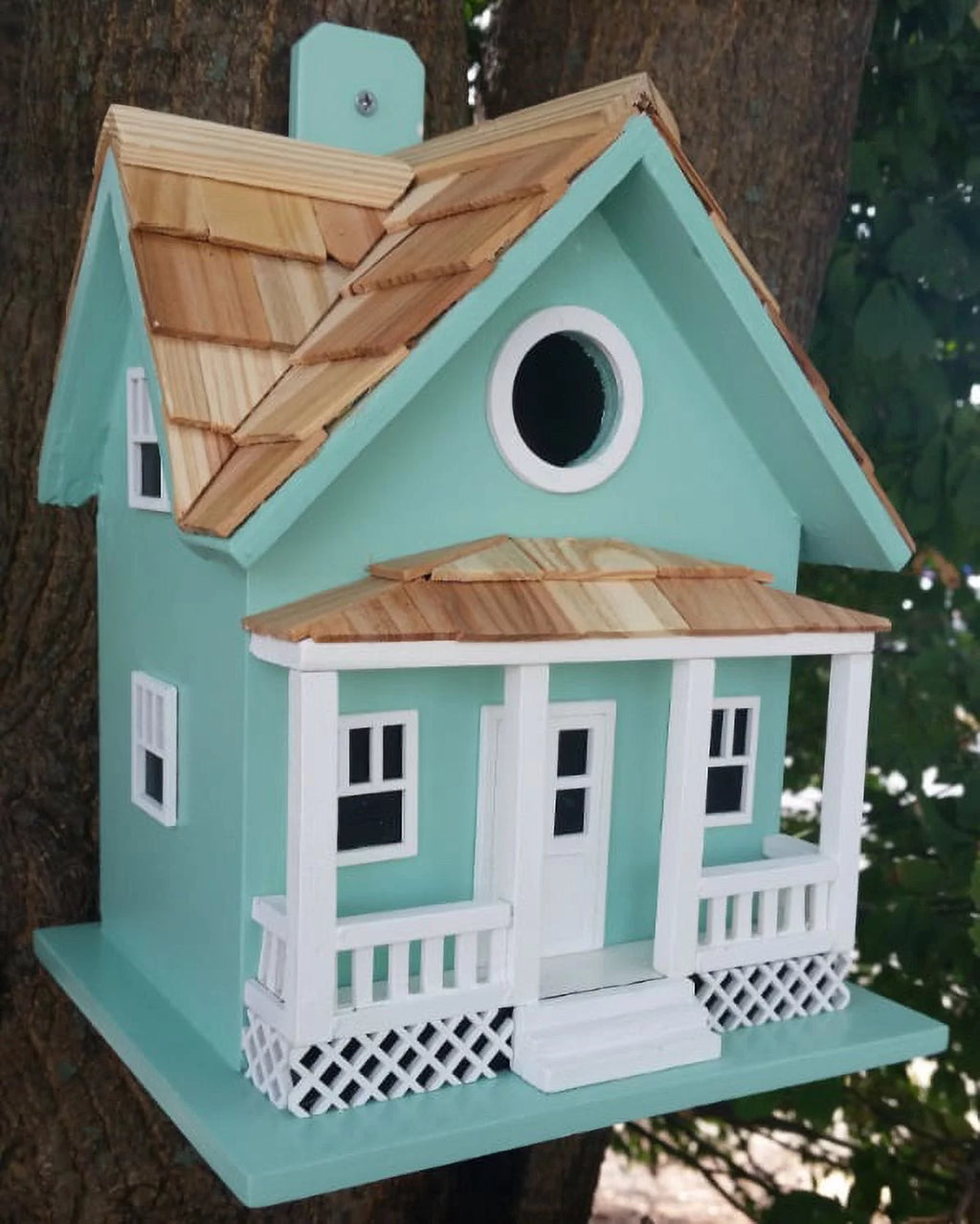 10" Blue and Brown Outdoor Birdhouse W970531