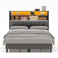 Full Size Bed Frame with Storage Headboard and Charging Station A367