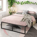 14 Inch Metal Platform Bed Frame, Steel Slat Support, Black, Full U711