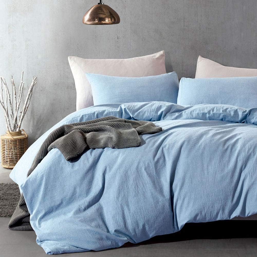White Washed Cotton Queen Duvet Cover Set, 3-Piece L540575
