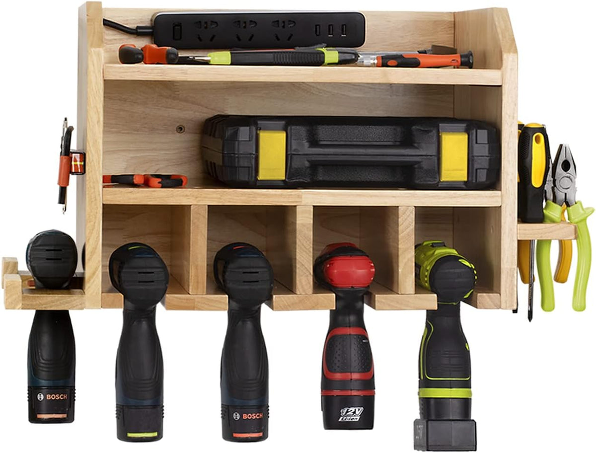 Power Tool Storage Organizer, Wall Mount Drill Charging Station with Magnetic Tool Organizer, Pack of 2 M196946