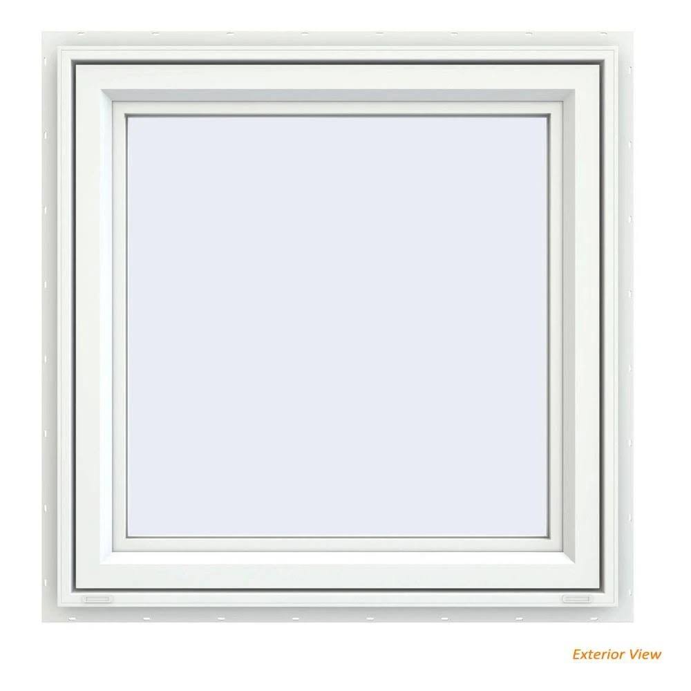 White Vinyl Casement Window with Fiberglass Mesh Screen M2513