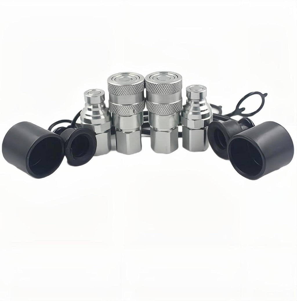 1/4 Flat Face Hydraulic Quick Connect Coupling Set with Black Dust Cap F8057