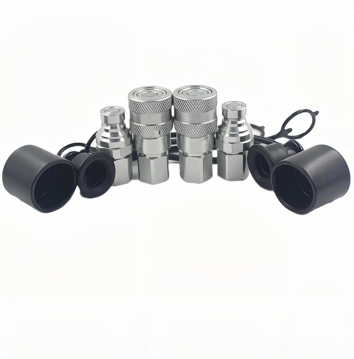 1/4 Flat Face Hydraulic Quick Connect Coupling Set with Black Dust Cap F8057