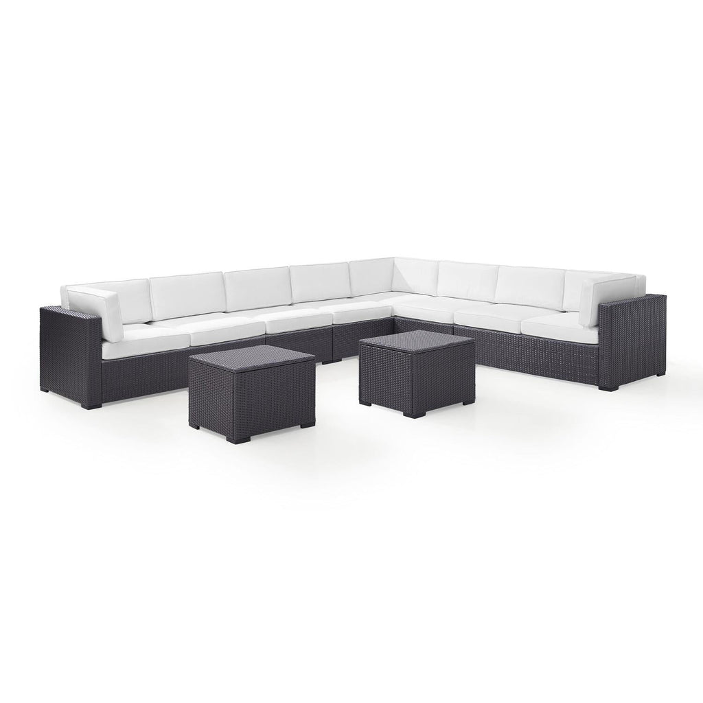 7Pc Outdoor Wicker Sectional Set White/Brown K281419