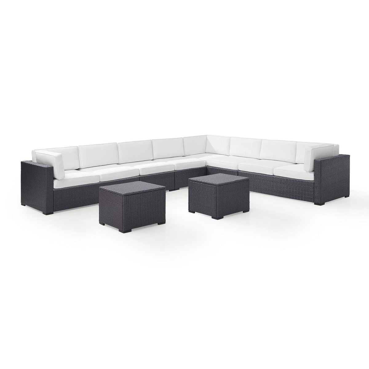 7Pc Outdoor Wicker Sectional Set White/Brown K281419