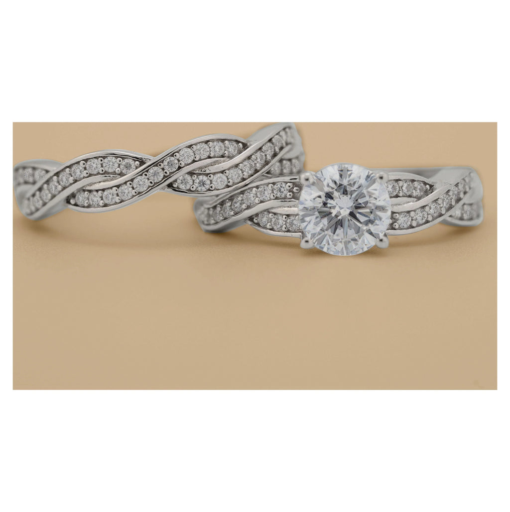 1.25 Carat Round Cut Moissanite Wedding Set B14746