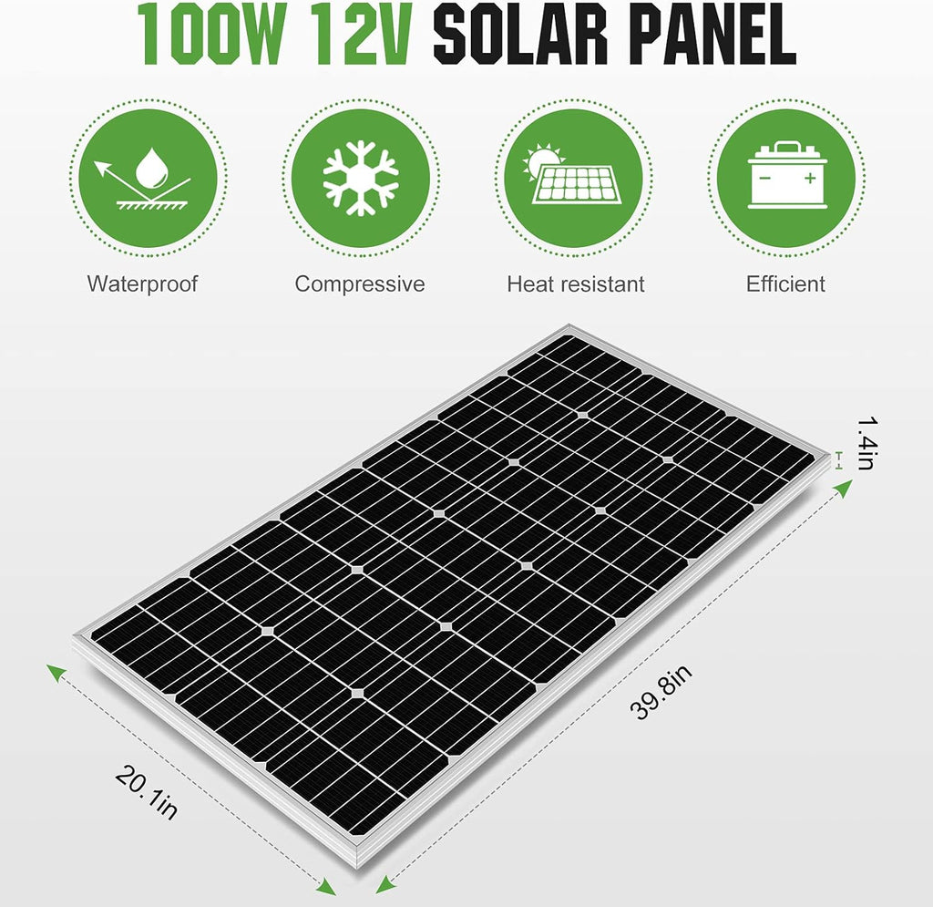 400W 24V Solar Panel Kit with 100W Panel, 50AH Lithium Battery and 1500W Inverter B504357