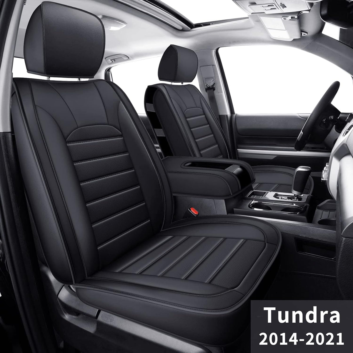 Black & Blue Faux Leather Full Set Seat Covers O300771