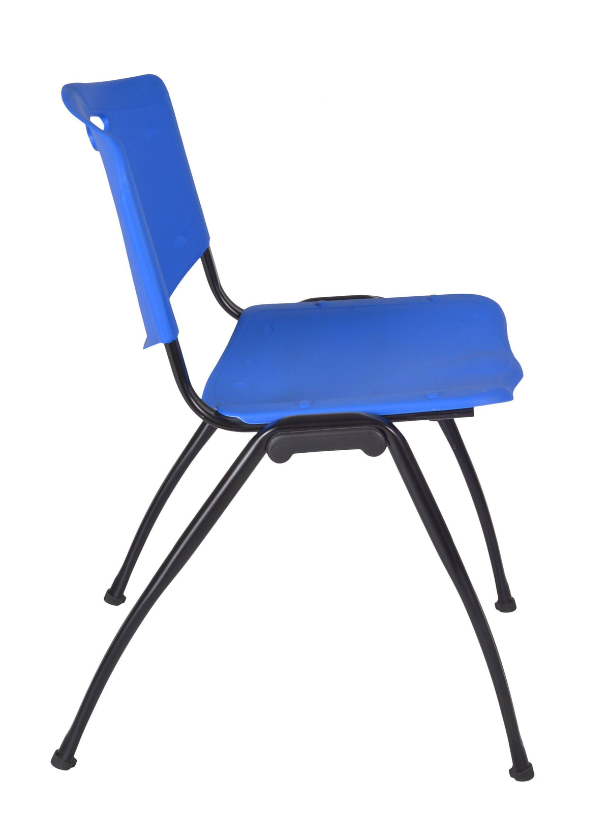 30x22 Round Breakroom Table Grey & 4 Stack Chairs Blue O5793