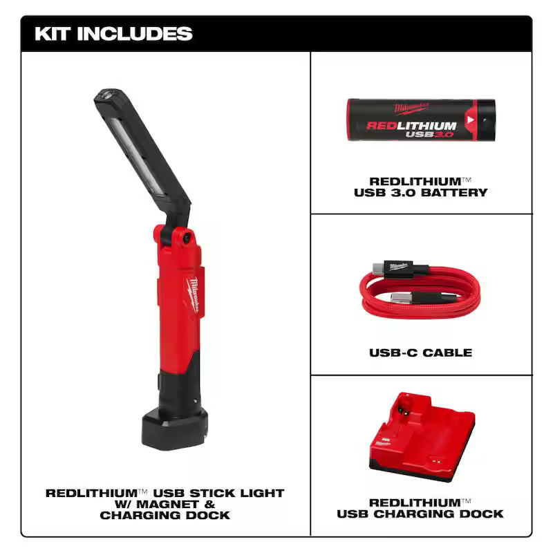 550 Lumens LED Stick Light with Magnet and Charging Dock S7202
