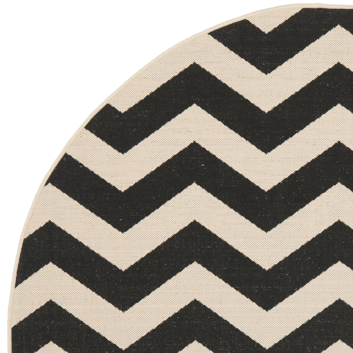 Black Beige Round Indoor/Outdoor Area Rug S35566